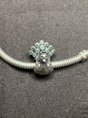 Pandora Peacock Charm Silver 925 ALE Green & Teal CZ Retired #791227MCZ